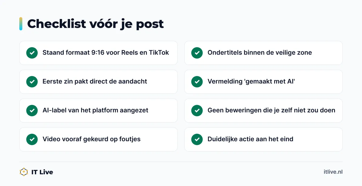 Checklist voordat je een AI-video met je avatar op social media plaatst