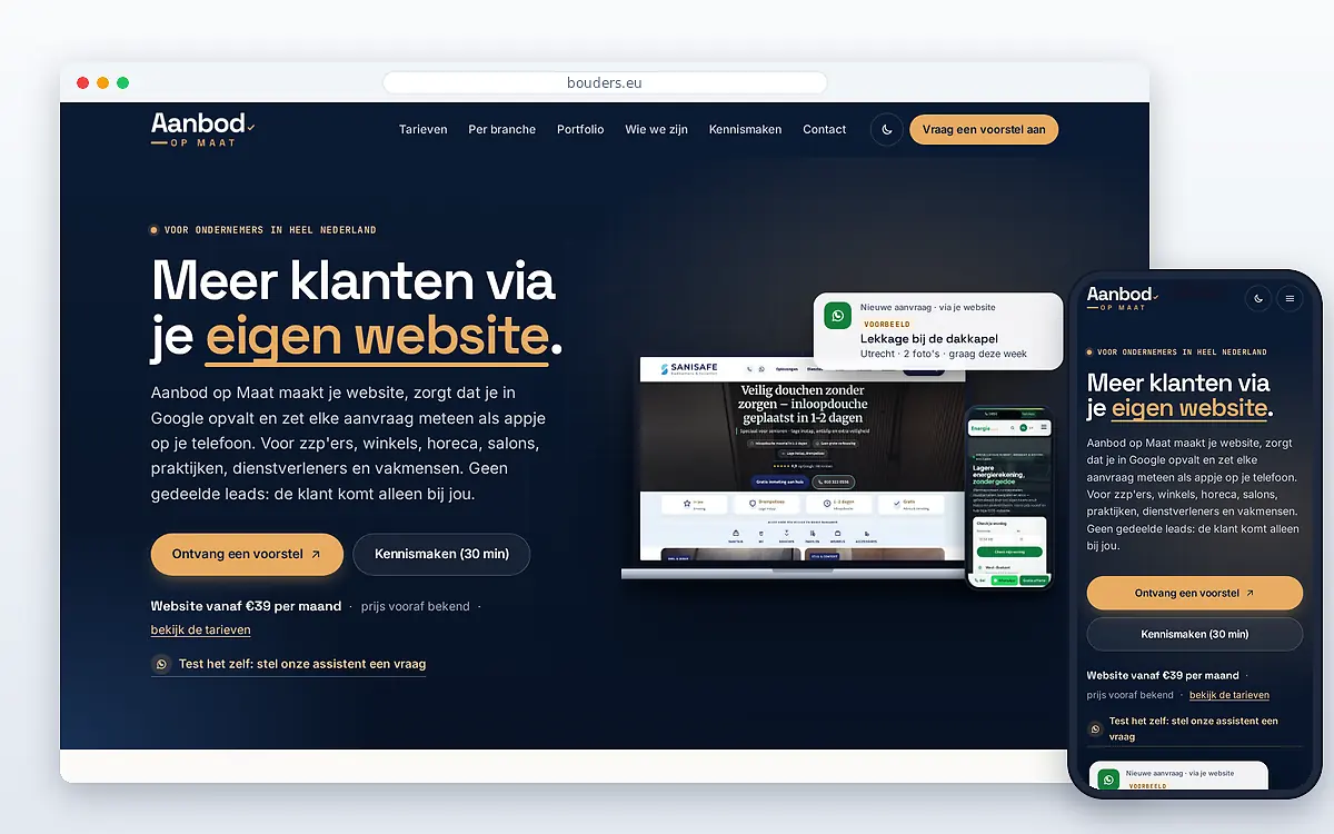 Schermafbeelding van Aanbod op Maat