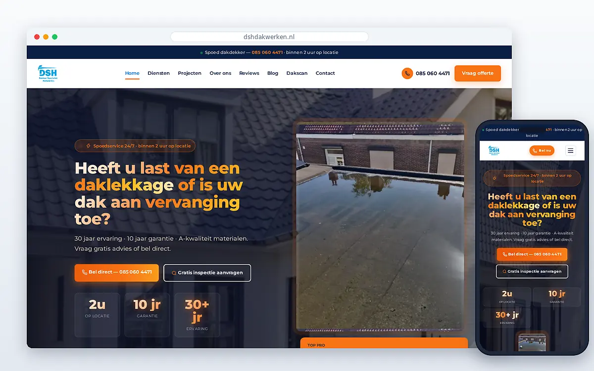 Schermafbeelding van DSH Dakdekkers