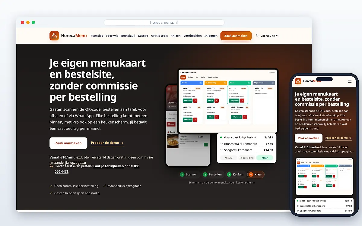 Schermafbeelding van HorecaMenu
