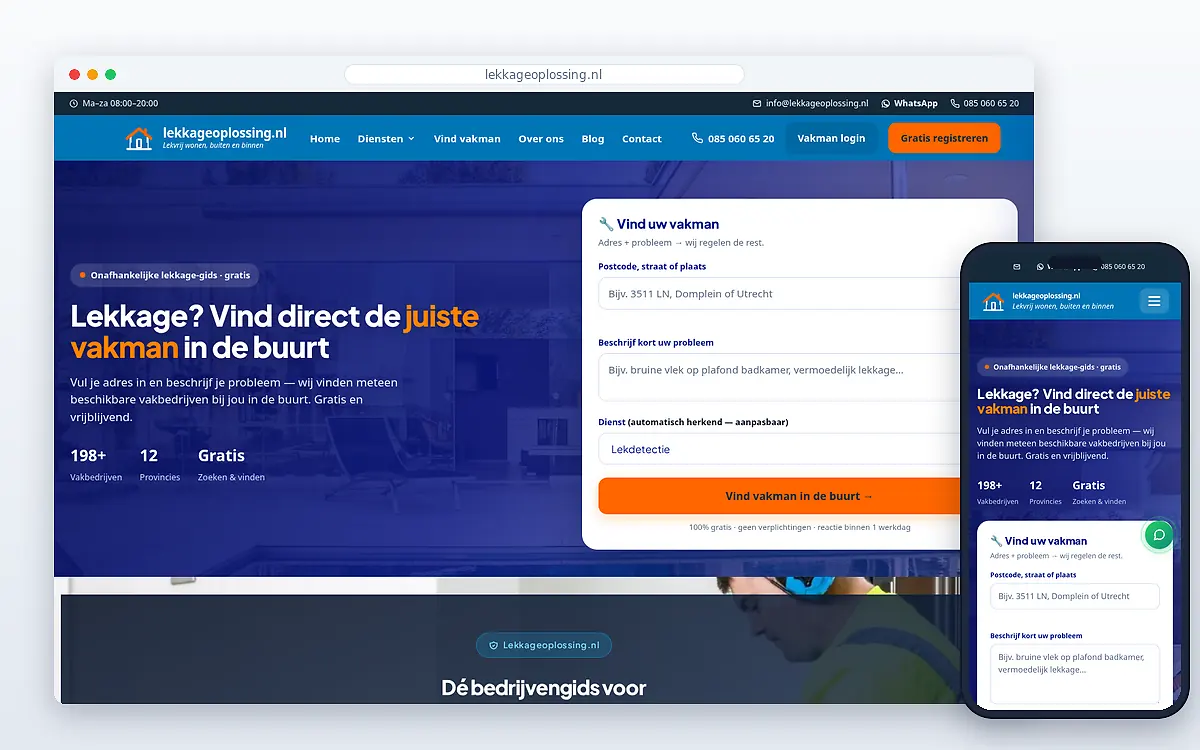 Schermafbeelding van LekkageOplossing