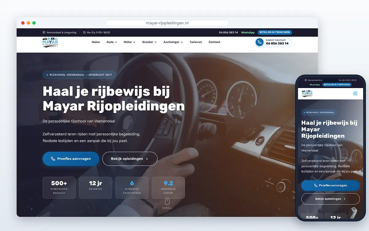 Schermafbeelding van Mayar Rijopleidingen