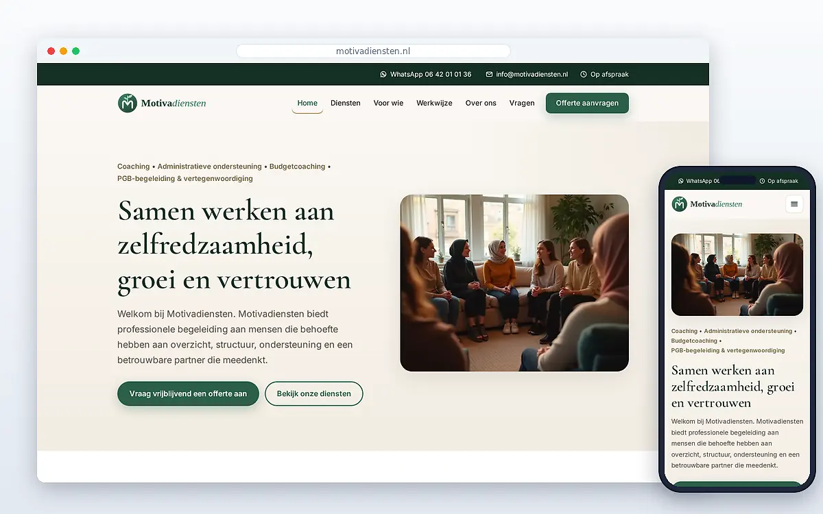 Schermafbeelding van Motivadiensten