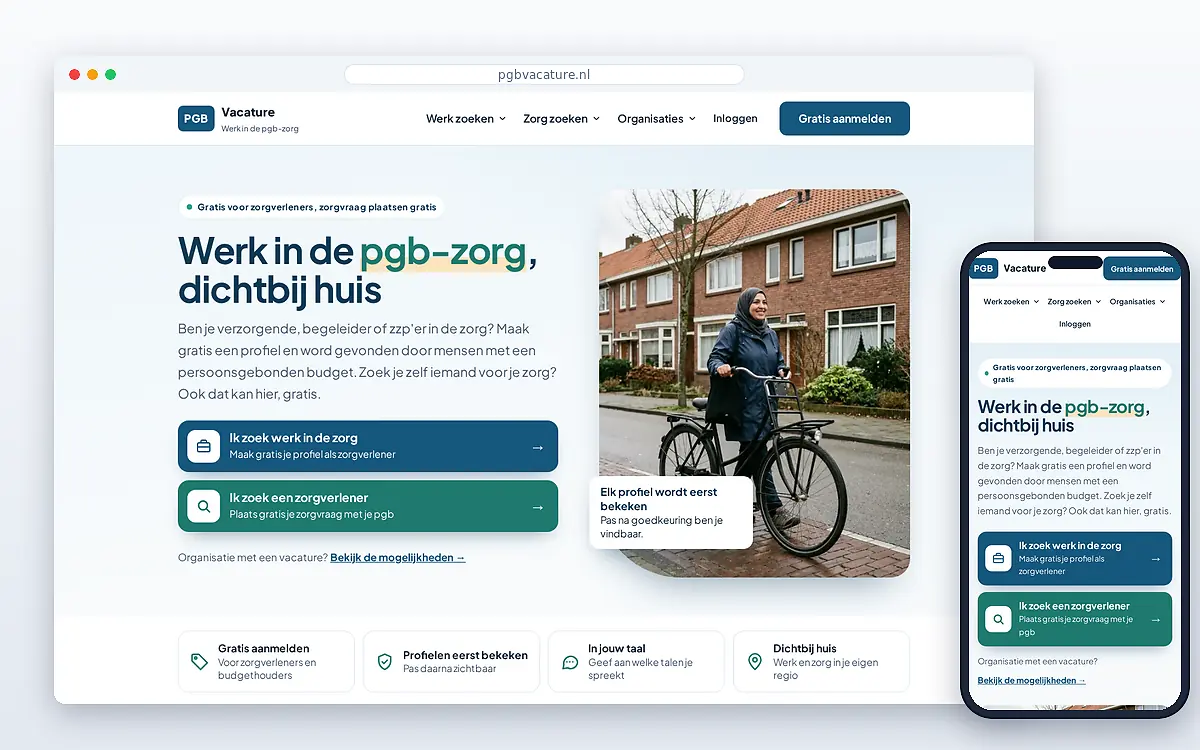 Schermafbeelding van PGB Vacature