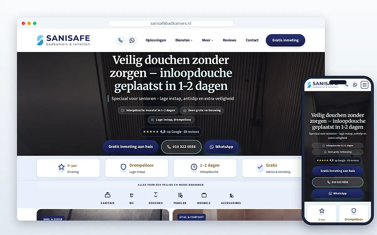 Schermafbeelding van SaniSafe Badkamers